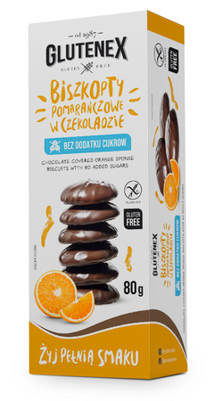 Génoises à l'orange enrobées de chocolat sans sucres ajoutés 80 g - Glutenex